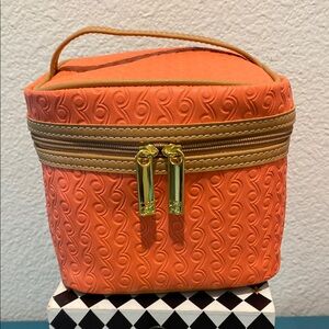 🌸$5 Estée Lauder Orange Textured Women's Cosmetic Travel Bag